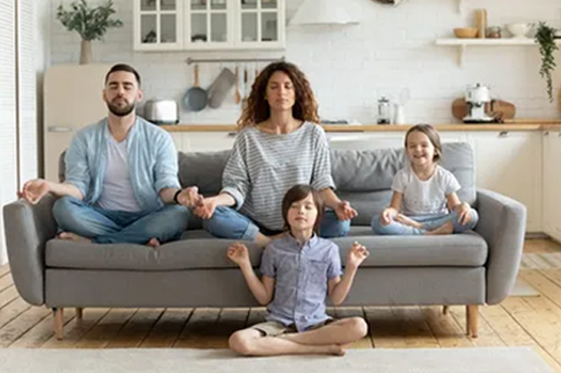 Family meditating